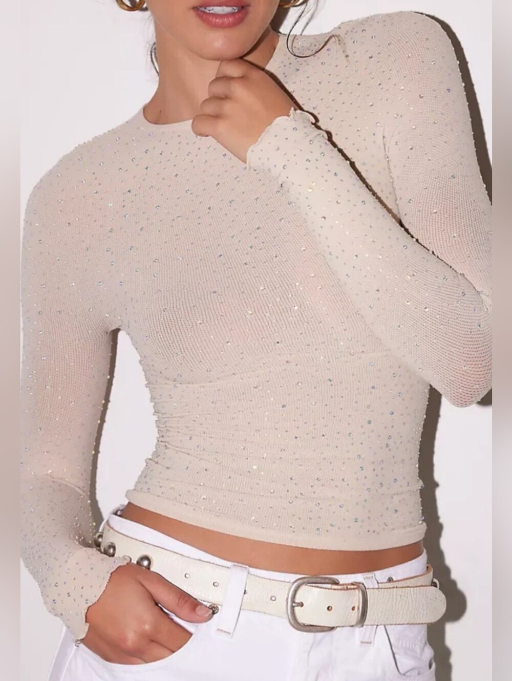Free People Night Sky Rhinestone Top
